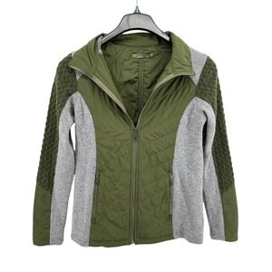 Prana Zinnia Wool Blend Womens Small Pre-Owned Quilted Green Zip Front Jacket